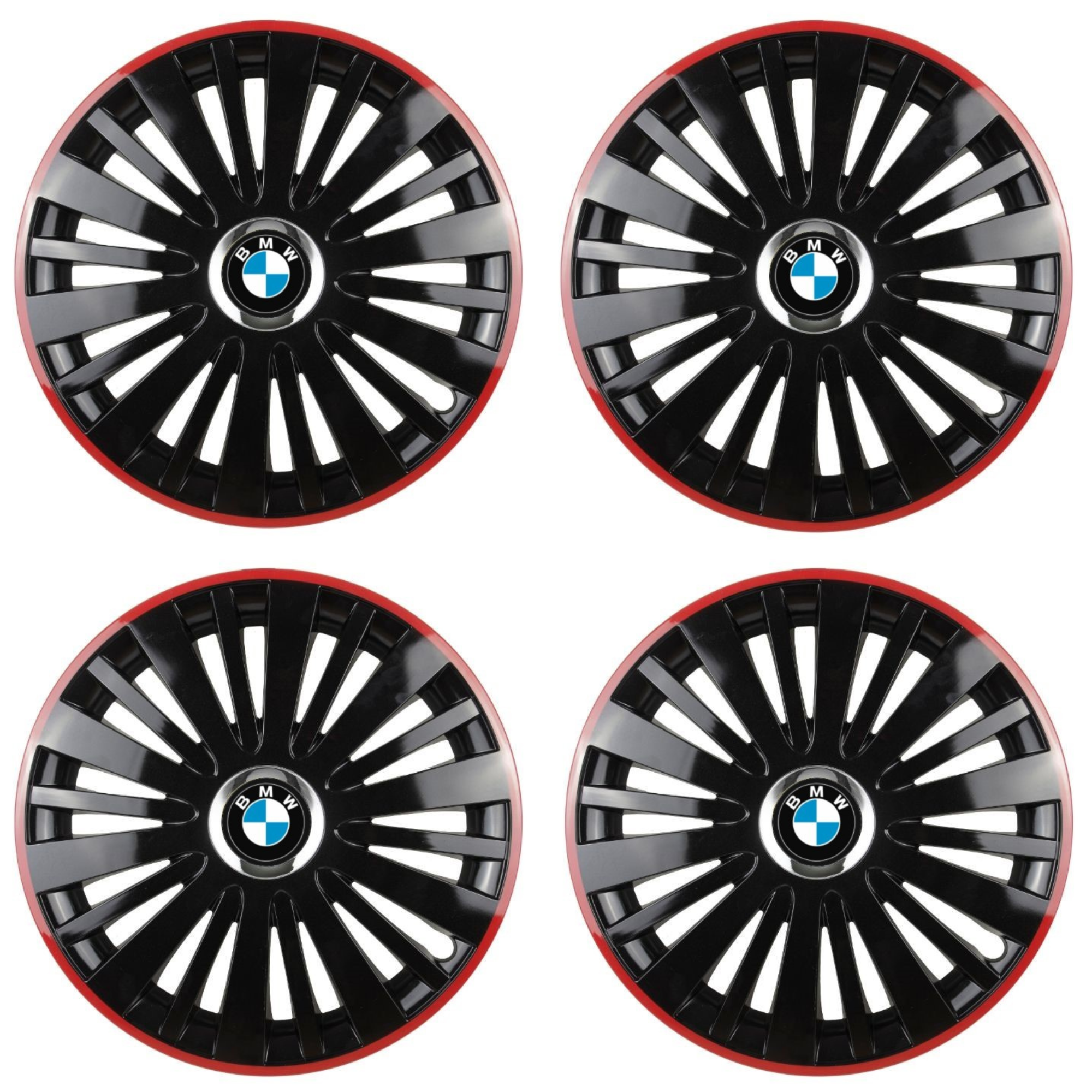 Set 4 Capace Roti pentru BMW model Falcon Black Cu Rama Rosie R16 BMW