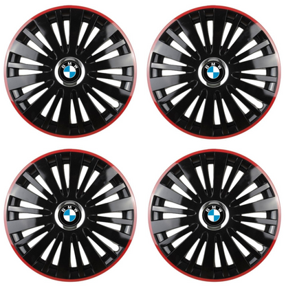 Set 4 Capace Roti pentru BMW model Falcon Black Cu Rama Rosie R14