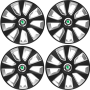 Set 4 Capace Roti 16 inchi (R16) Stratos Gri-Negru, Compatibile Cu Skoda