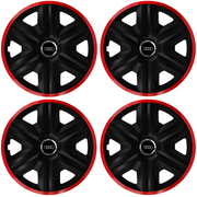 Set 4 Capace Roti pentru Audi, model Fast Black Cu Rama Rosie, R15