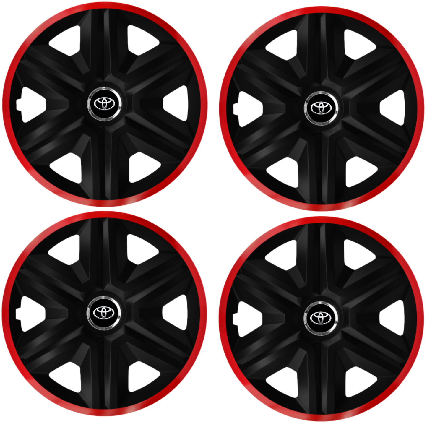 Комплект 4 таса за Toyota, модел Fast Black с червена рамка, R14