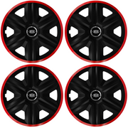Set 4 Capace Roti pentru Kia, model Fast Black Cu Rama Rosie, R16