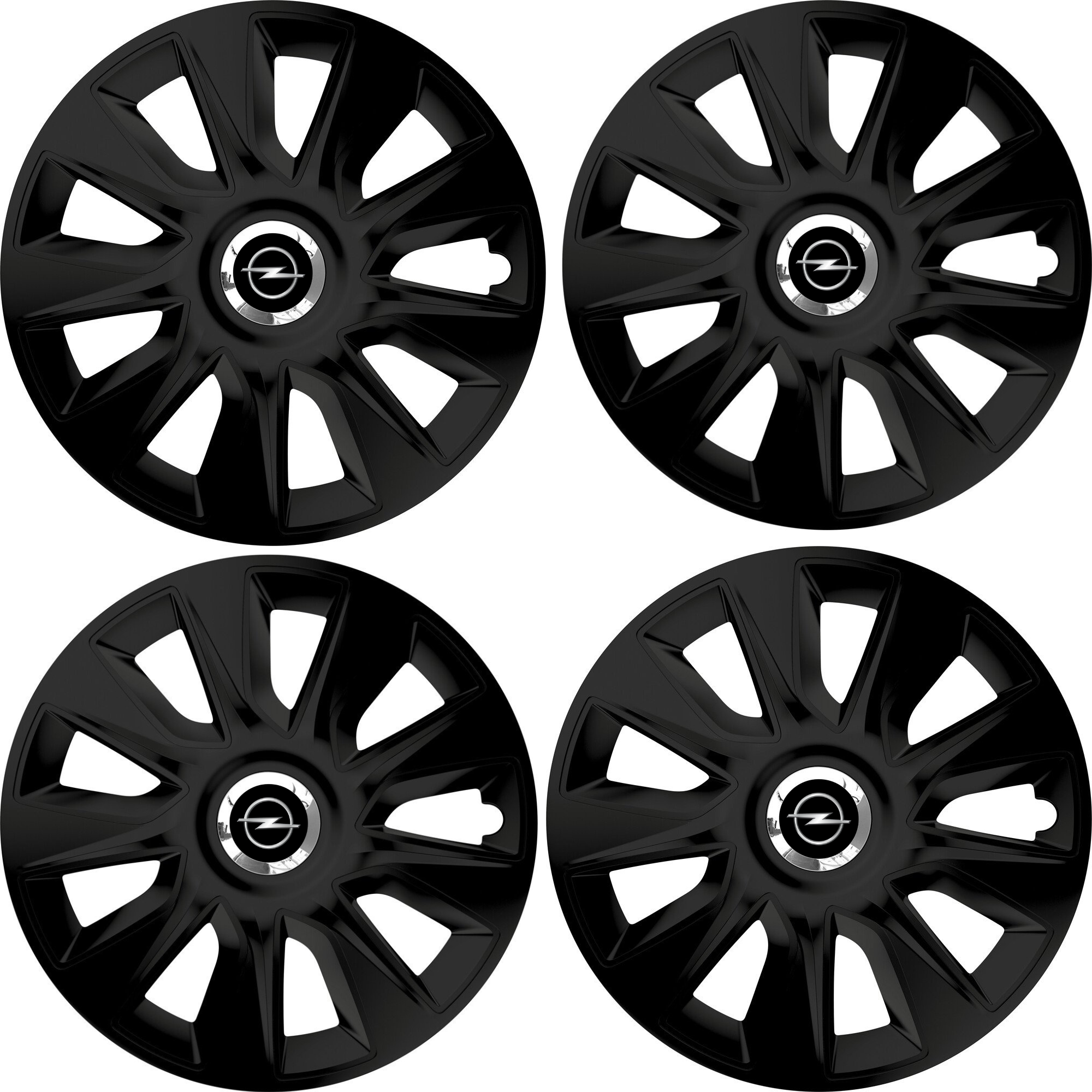 Set 4 Capace Roti 17 inchi (R17) Stratos Negru, Compatibile Cu Opel