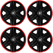 Set 4 Capace Roti pentru Fiat, model Fast Black Cu Rama Rosie, R16, FIAT
