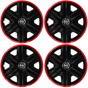 Set 4 Capace Roti pentru Nissan, model Fast Black Cu Rama Rosie, R16