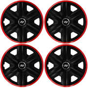 Set 4 Capace Roti pentru Hyundai, model Fast Black Cu Rama Rosie, R16