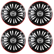 Set 4 Capace Roti pentru Nissan model Falcon Black Cu Rama Rosie R16