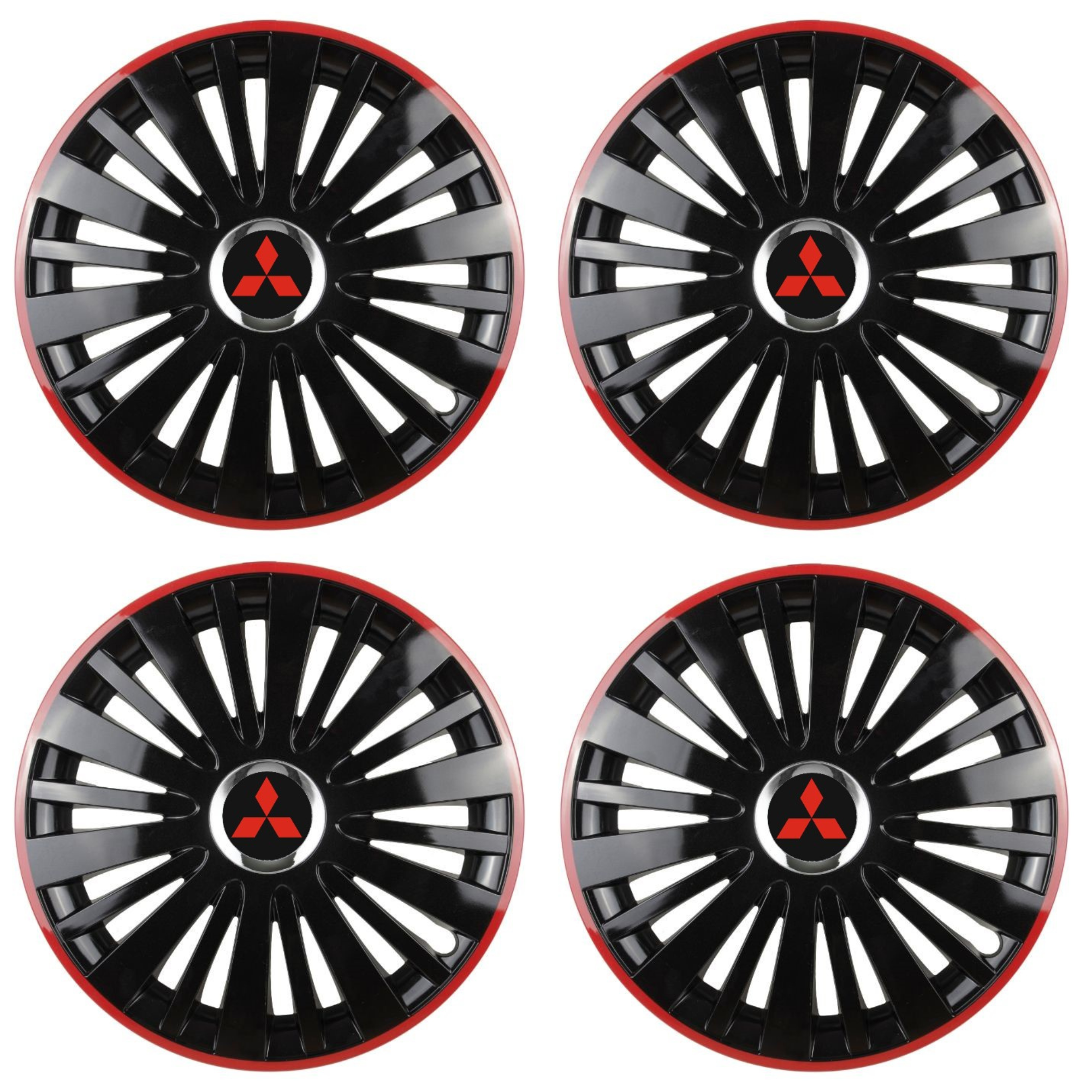 Set 4 Capace Roti pentru Mitsubishi model Falcon Black Cu Rama Rosie R15 MITSUBISHI