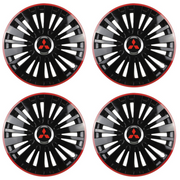 Set 4 Capace Roti pentru Mitsubishi, model Falcon Black Cu Rama Rosie R14