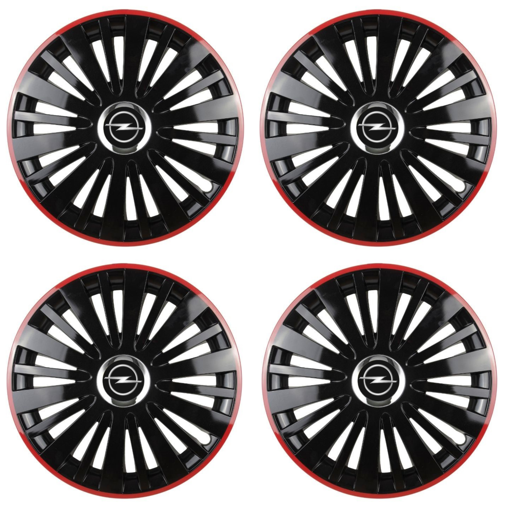 Set 4 Capace Roti pentru Opel model Falcon Black Cu Rama Rosie R15 OPEL