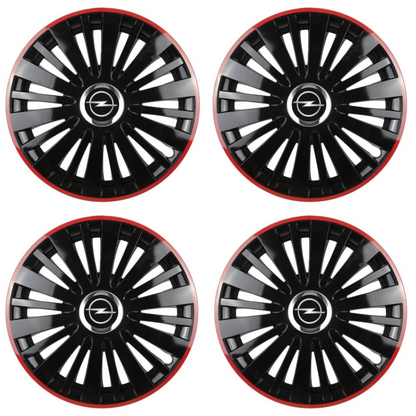 Set 4 Capace Roti pentru Opel model Falcon Black Cu Rama Rosie R14