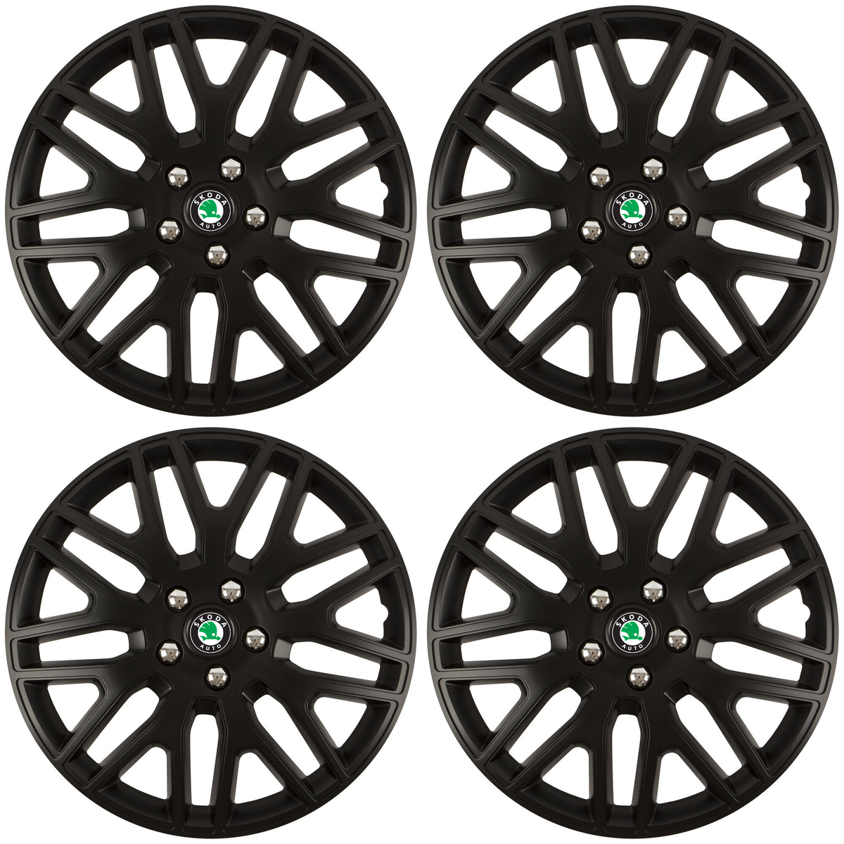 Set 4 Capace Roti 15 inchi (R15) Dakar Negru, Compatibile Cu Skoda