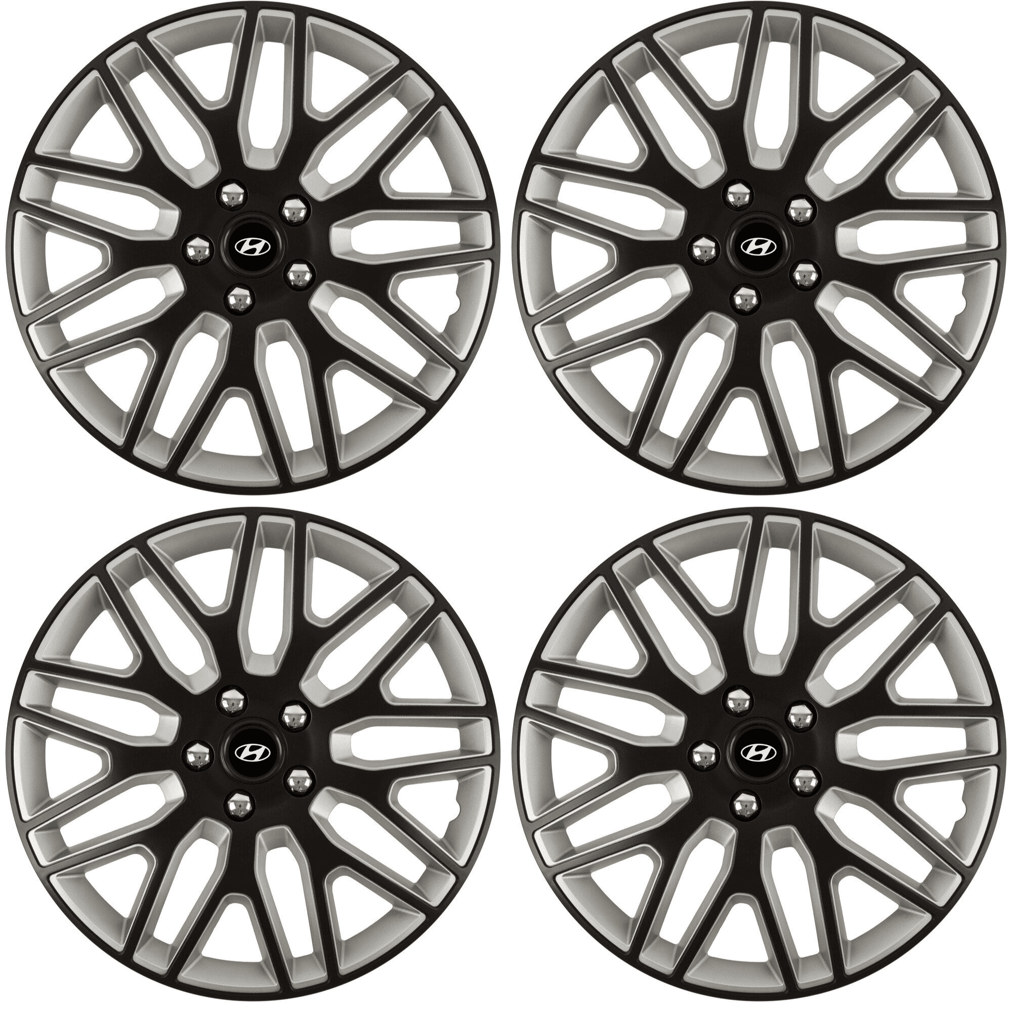 Set 4 Capace Roti 15 inchi (R15) Best Alb-Negru, Compatibile Cu Hyundai