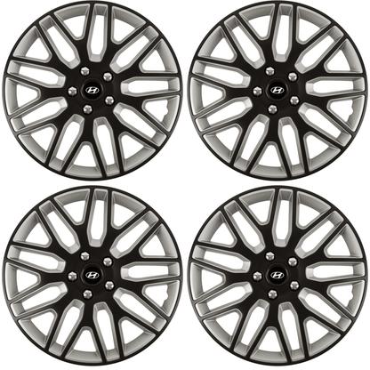 Set 4 Capace Roti 15 inchi (R15) Best Alb-Negru, Compatibile Cu Hyundai