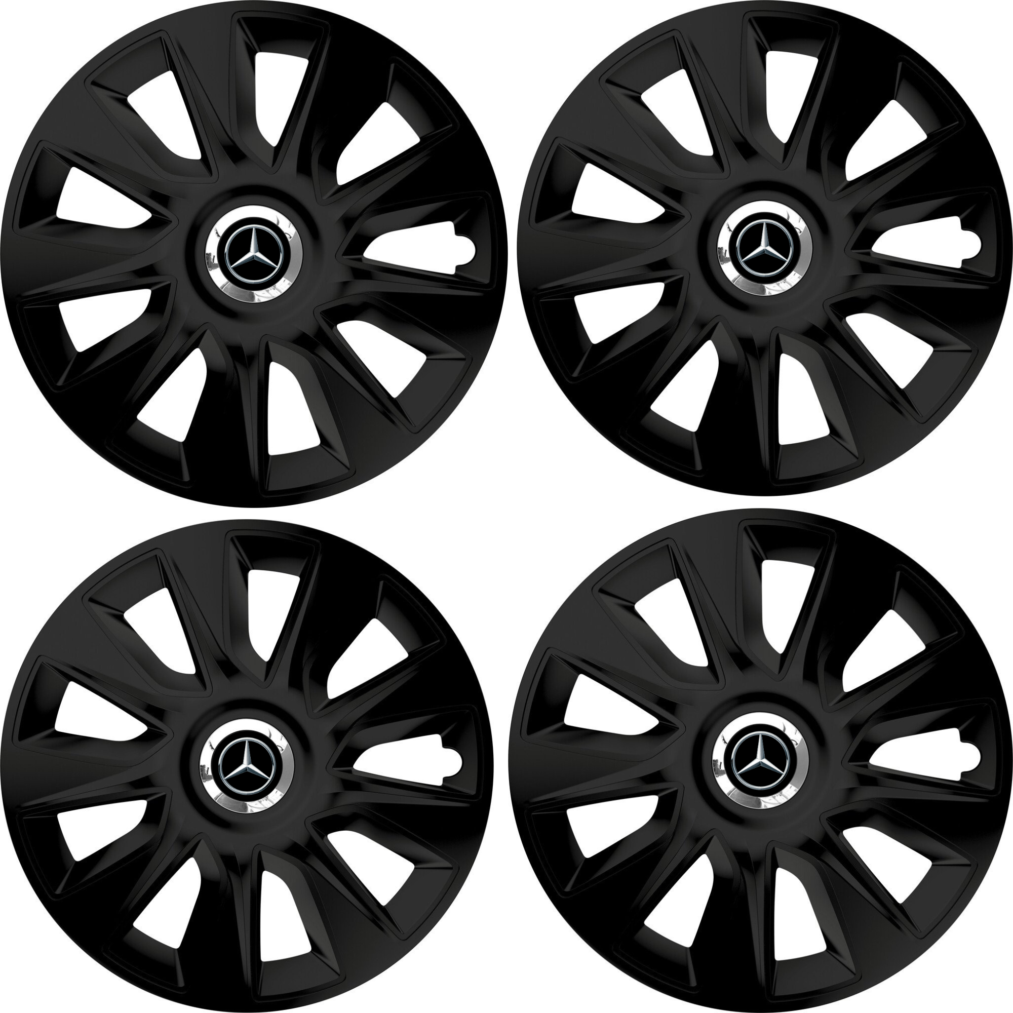 Set 4 Capace Roti 16 inchi (R16) Stratos Negru, Compatibile Cu Mercedes-Benz