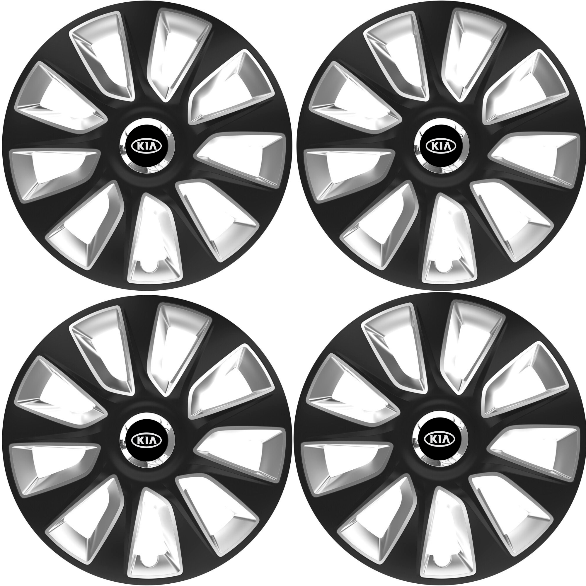 Set 4 Capace Roti 17 inchi (R16) Stratos Gri-Negru, Compatibile Cu Kia