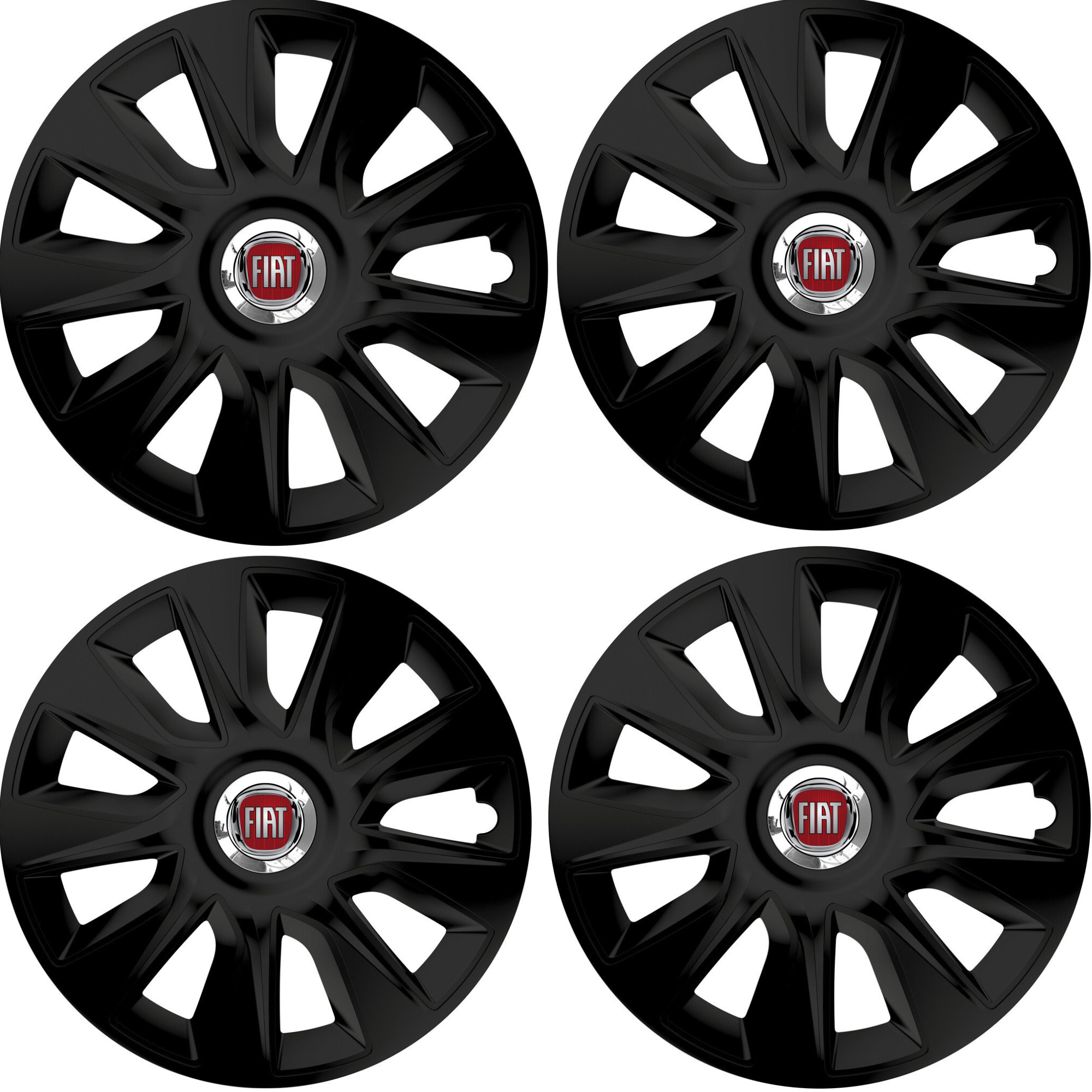 Set 4 Capace Roti 16 inchi (R16) Stratos Negru, Compatibile Cu Fiat