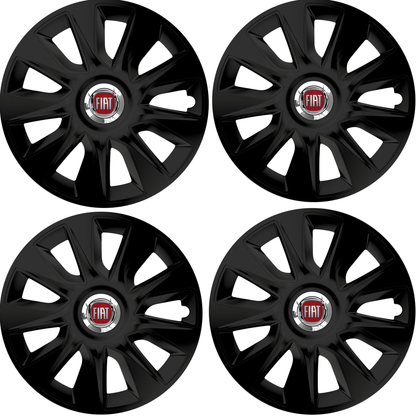 Set 4 Capace Roti 16 inchi (R16) Stratos Negru, Compatibile Cu Fiat