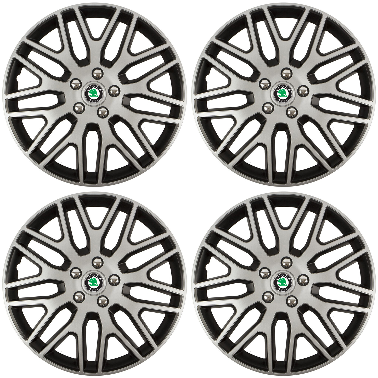 Set 4 Capace Roti 15 inchi (R15) Dakar Gri-Negru, Compatibile Cu Skoda