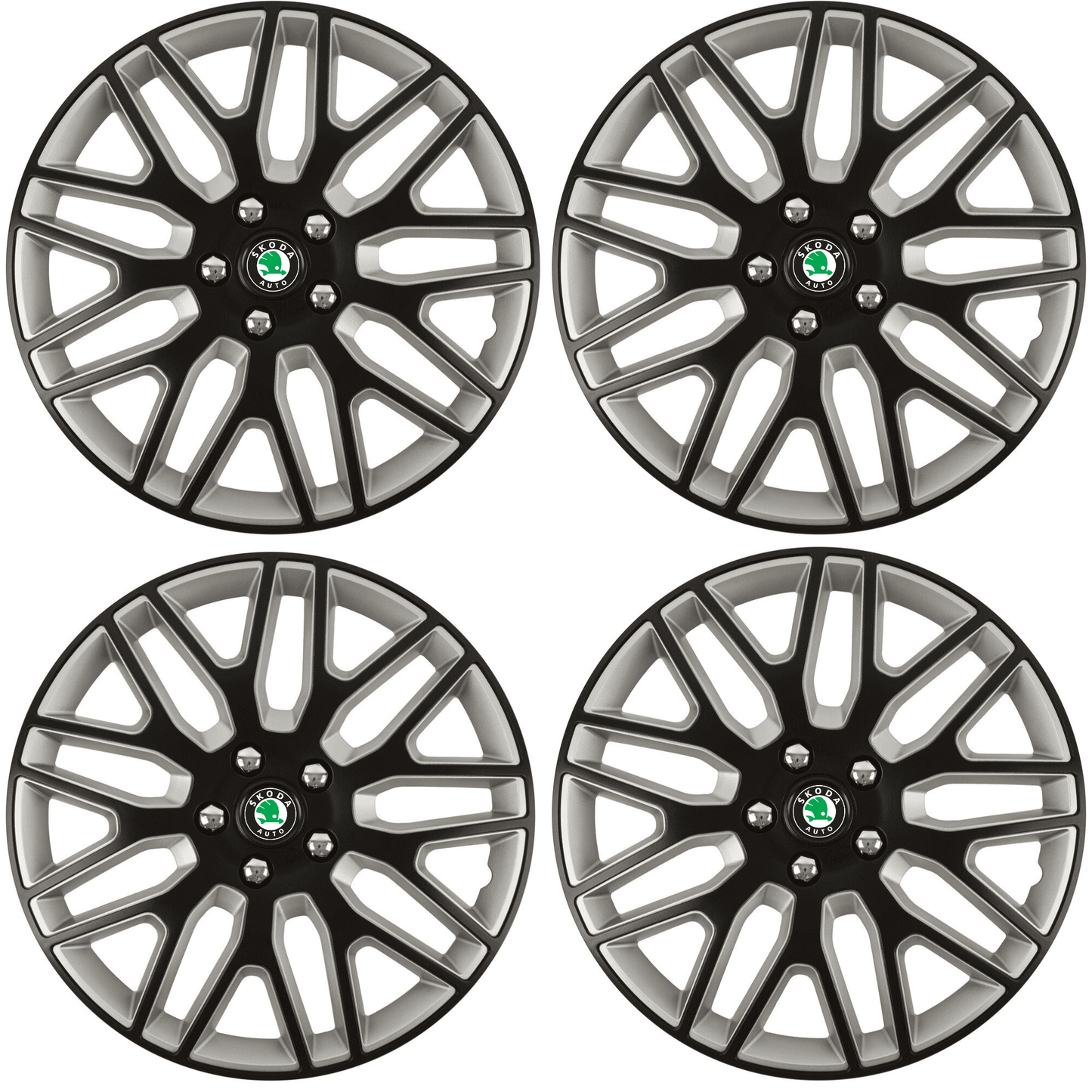 Set 4 Capace Roti 15 inchi (R15) Dakar Negru-Gri, Compatibile Cu Skoda
