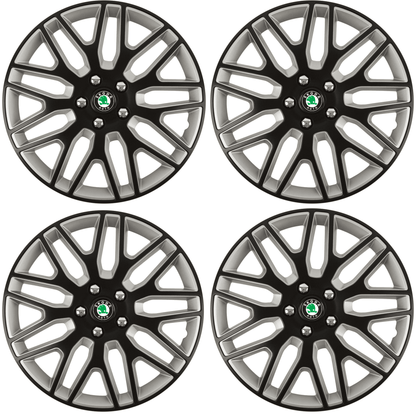 Set 4 Capace Roti 15 inchi (R15) Dakar Negru-Gri, Compatibile Cu Skoda