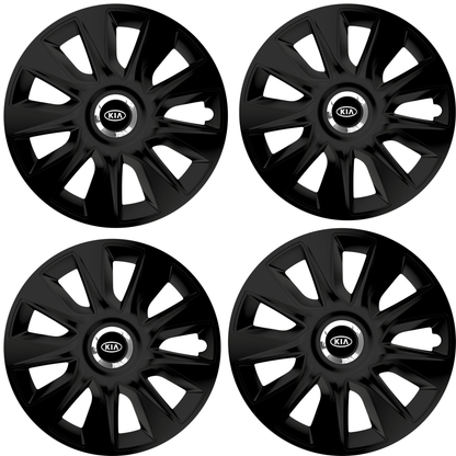 Set 4 Capace Roti 16 inchi (R16) Stratos Negru, Compatibile Cu Kia