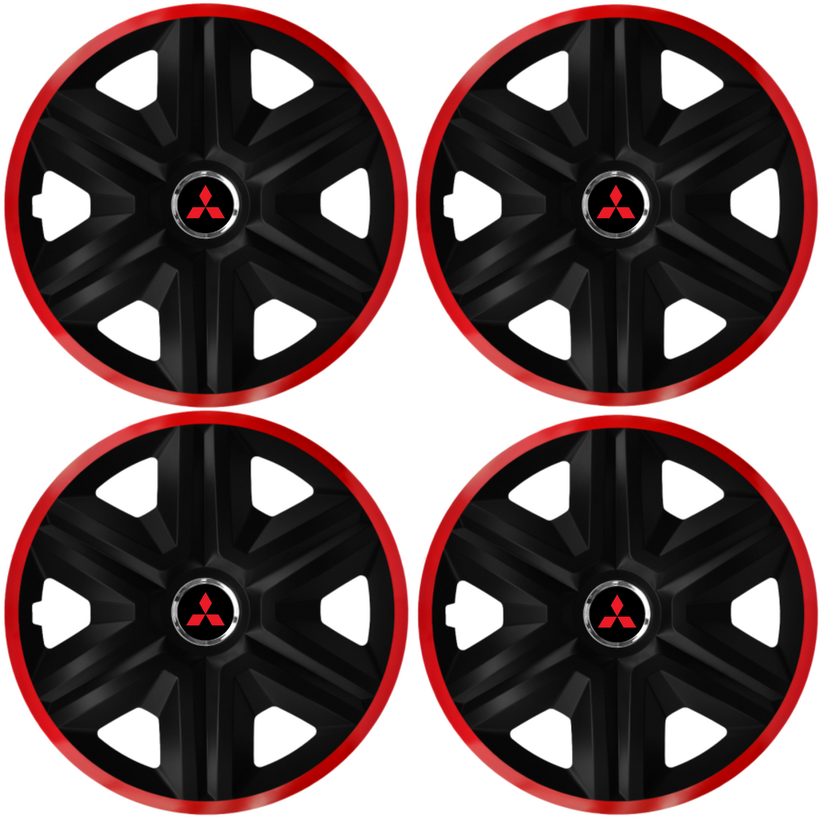 Комплект 4 таса за Mitsubishi, модел Fast Black с червена рамка, R14