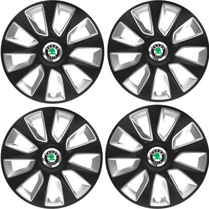 Set 4 Capace Roti 17 inchi (R17) Stratos Gri-Negru, Compatibile Cu Skoda
