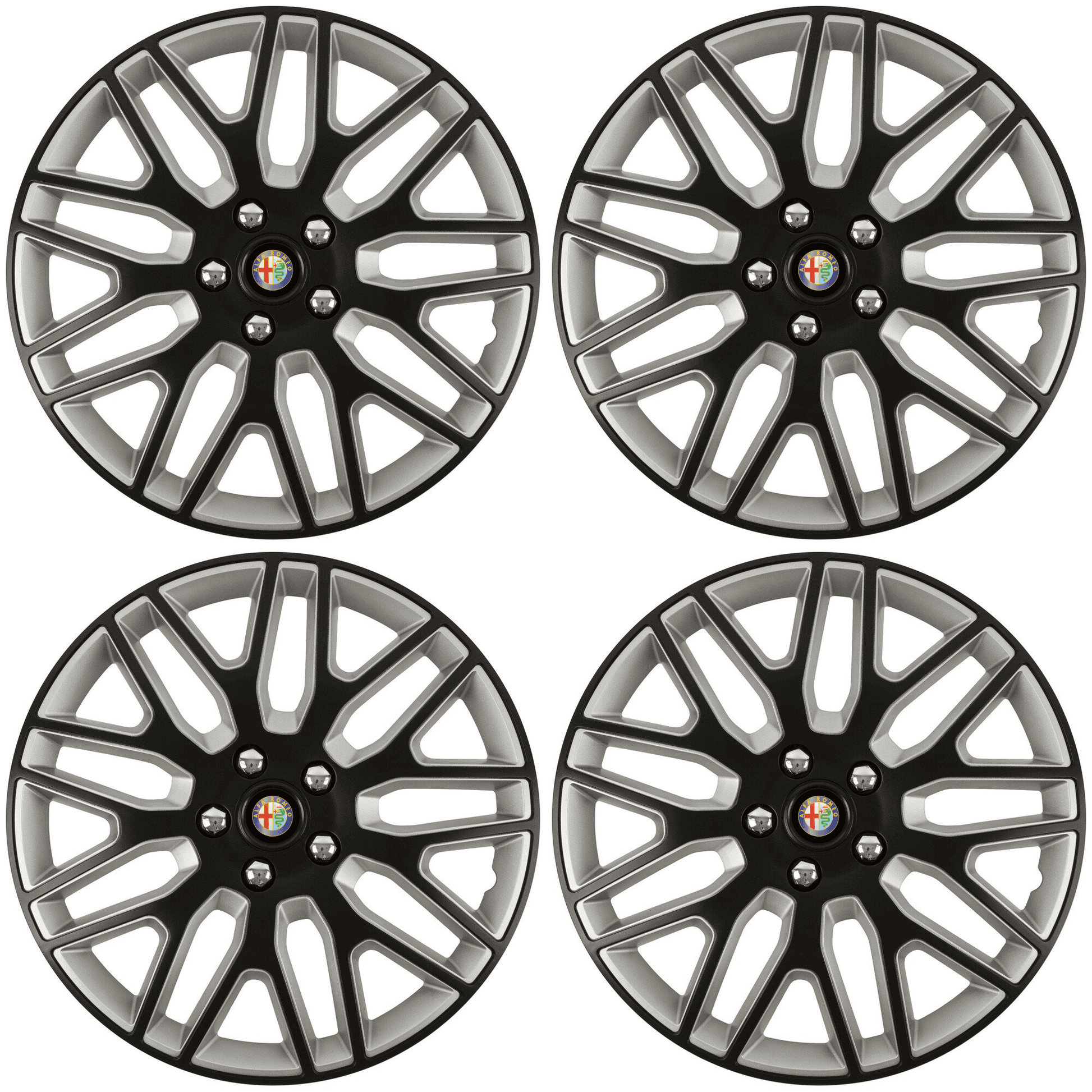 Set 4 Capace Roti 17 inchi (R17) Best Alb-Negru, Compatibile Cu Alfa Romeo