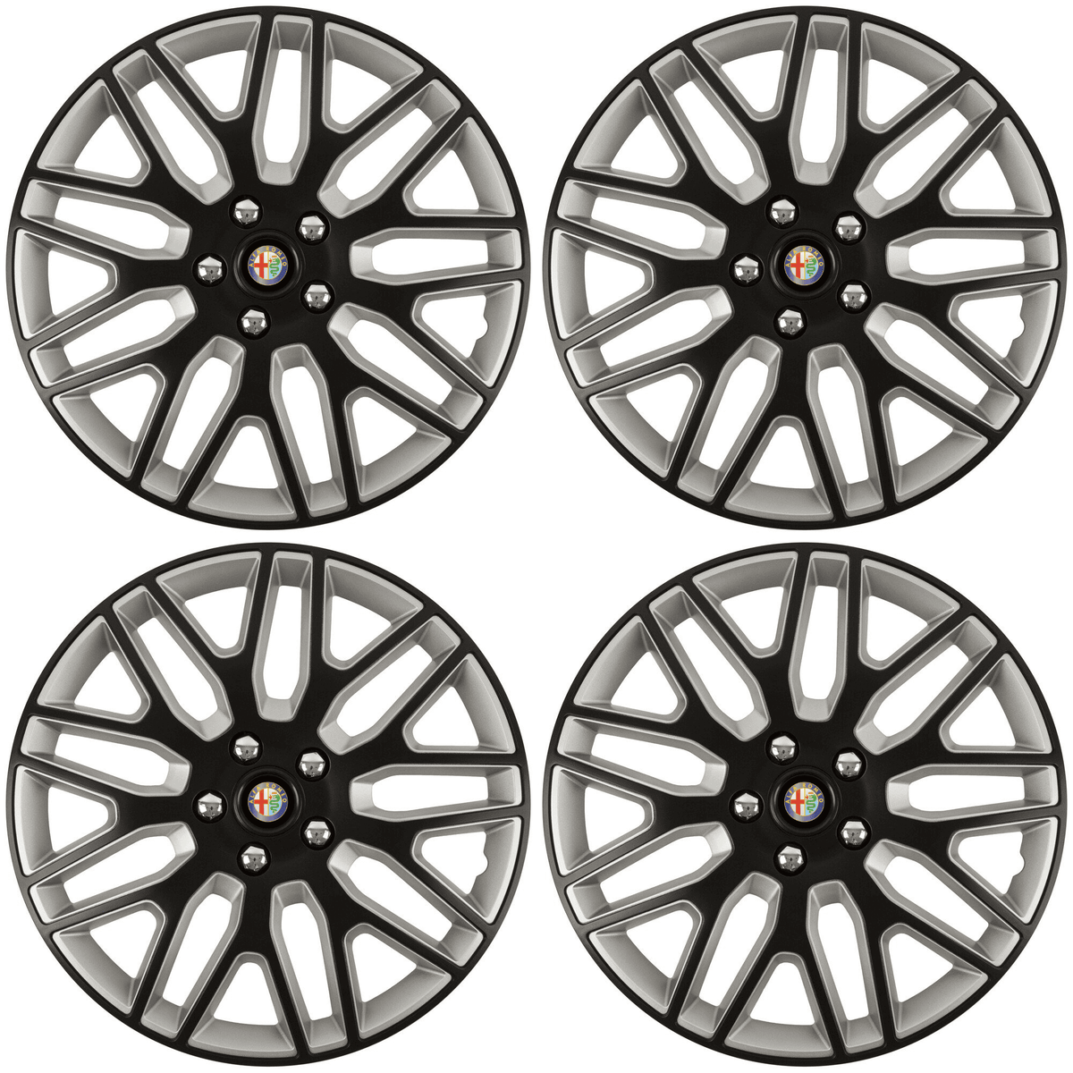Set 4 Capace Roti 17 inchi (R17) Best Alb-Negru, Compatibile Cu Alfa Romeo