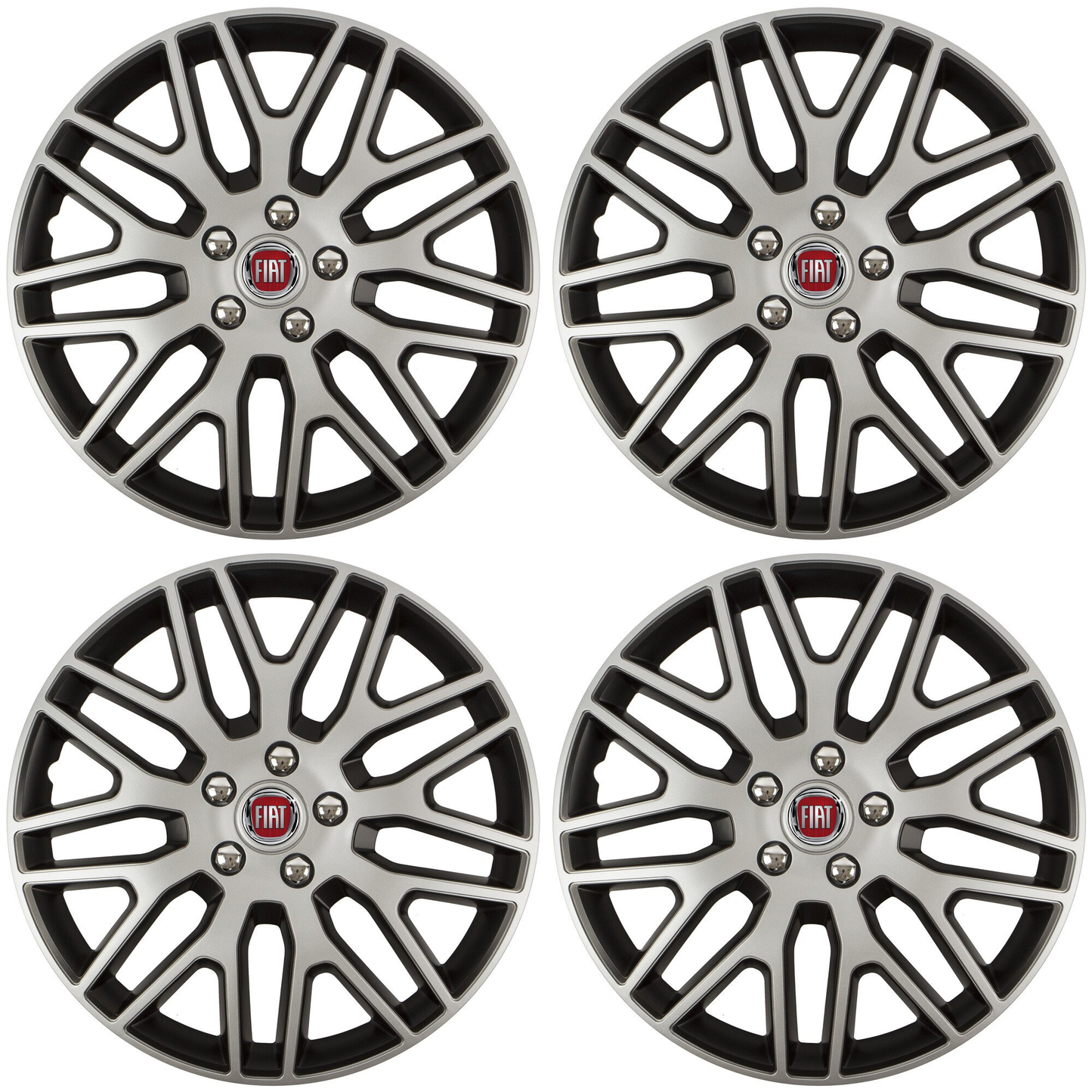 Set 4 Capace Roti 15 inchi (R15) Dakar Gri-Negru, Compatibile Cu Fiat