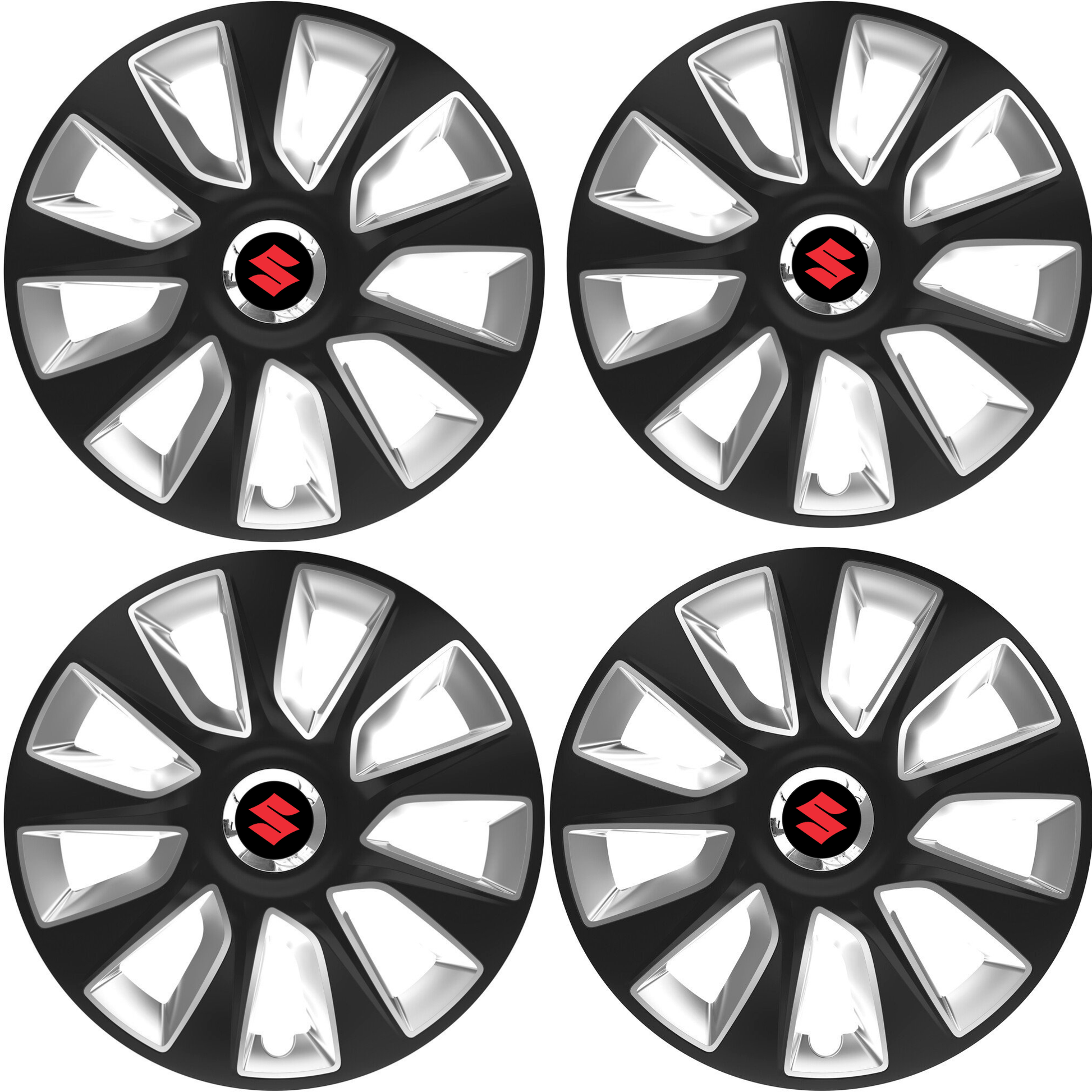 Set 4 Capace Roti 16 inchi (R16) Stratos Gri-Negru, Compatibile Cu Suzuki