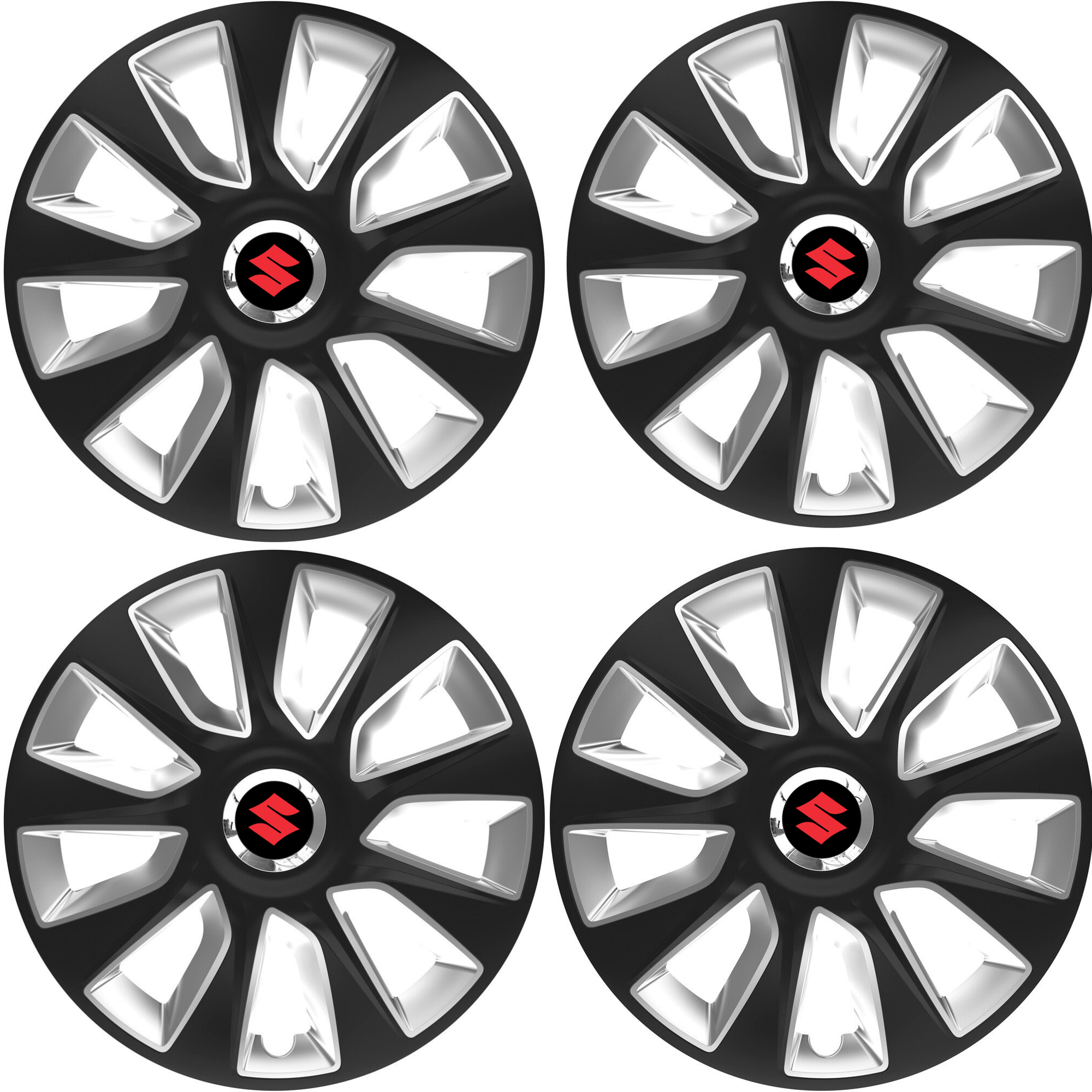 Set 4 Capace Roti 16 inchi (R16) Stratos Gri-Negru, Compatibile Cu Suzuki