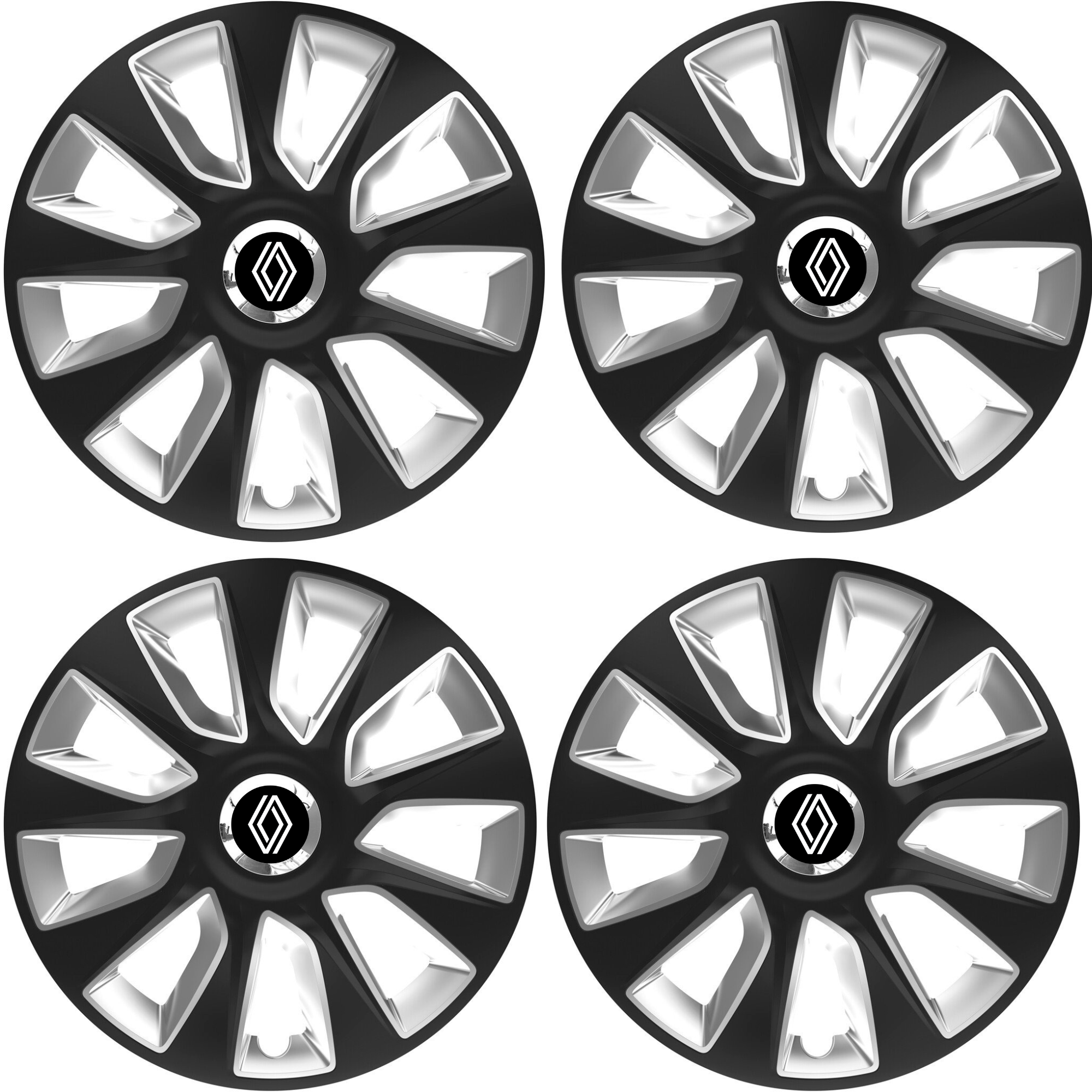 Set 4 Capace Roti 16 inchi (R16) Stratos Gri-Negru, Compatibile Cu Renault Nou