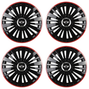 Set 4 Capace Roti pentru Mini, model Falcon Black Cu Rama Rosie R16