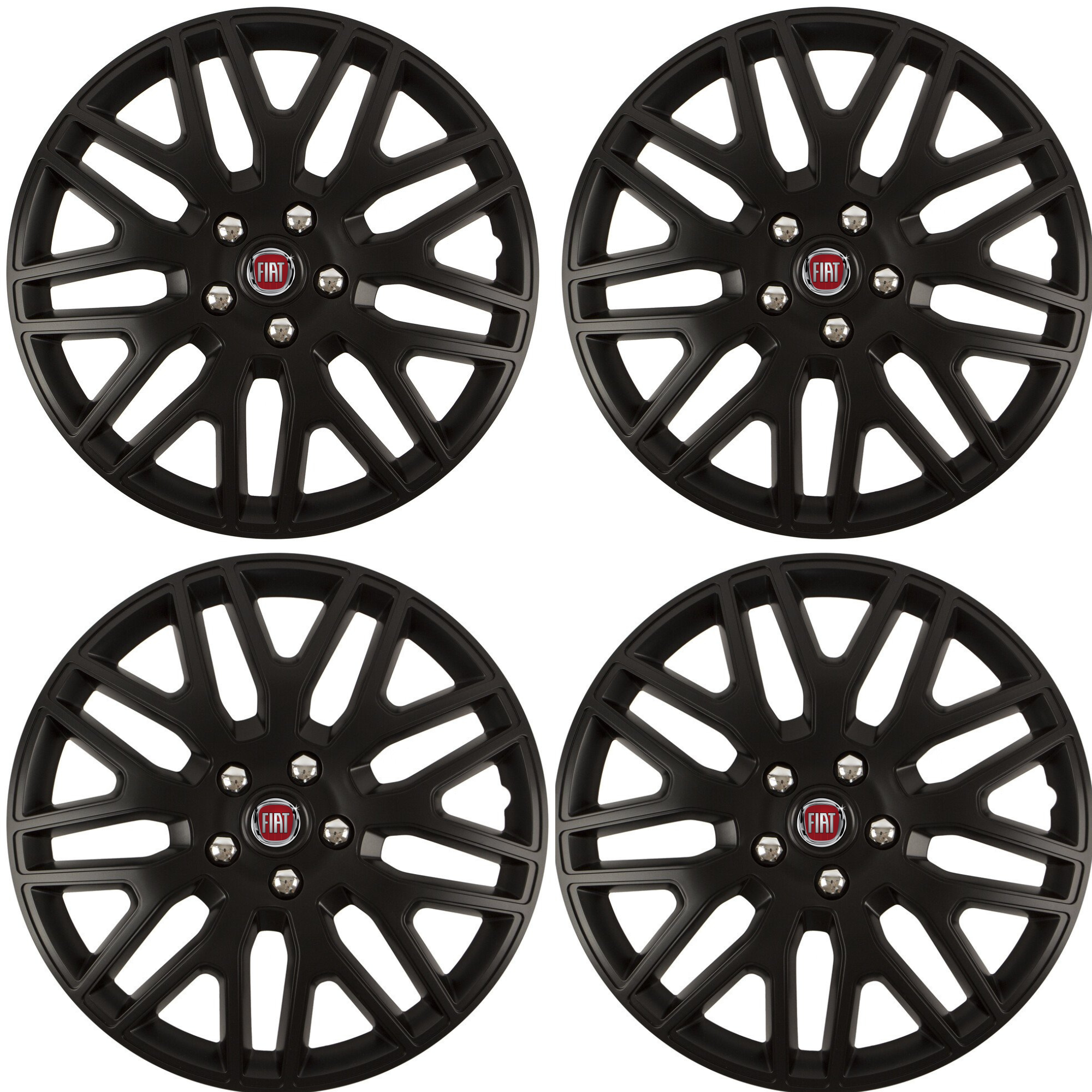 Set 4 Capace Roti 14 inchi (R14) Dakar Negru, Compatibile Cu Fiat