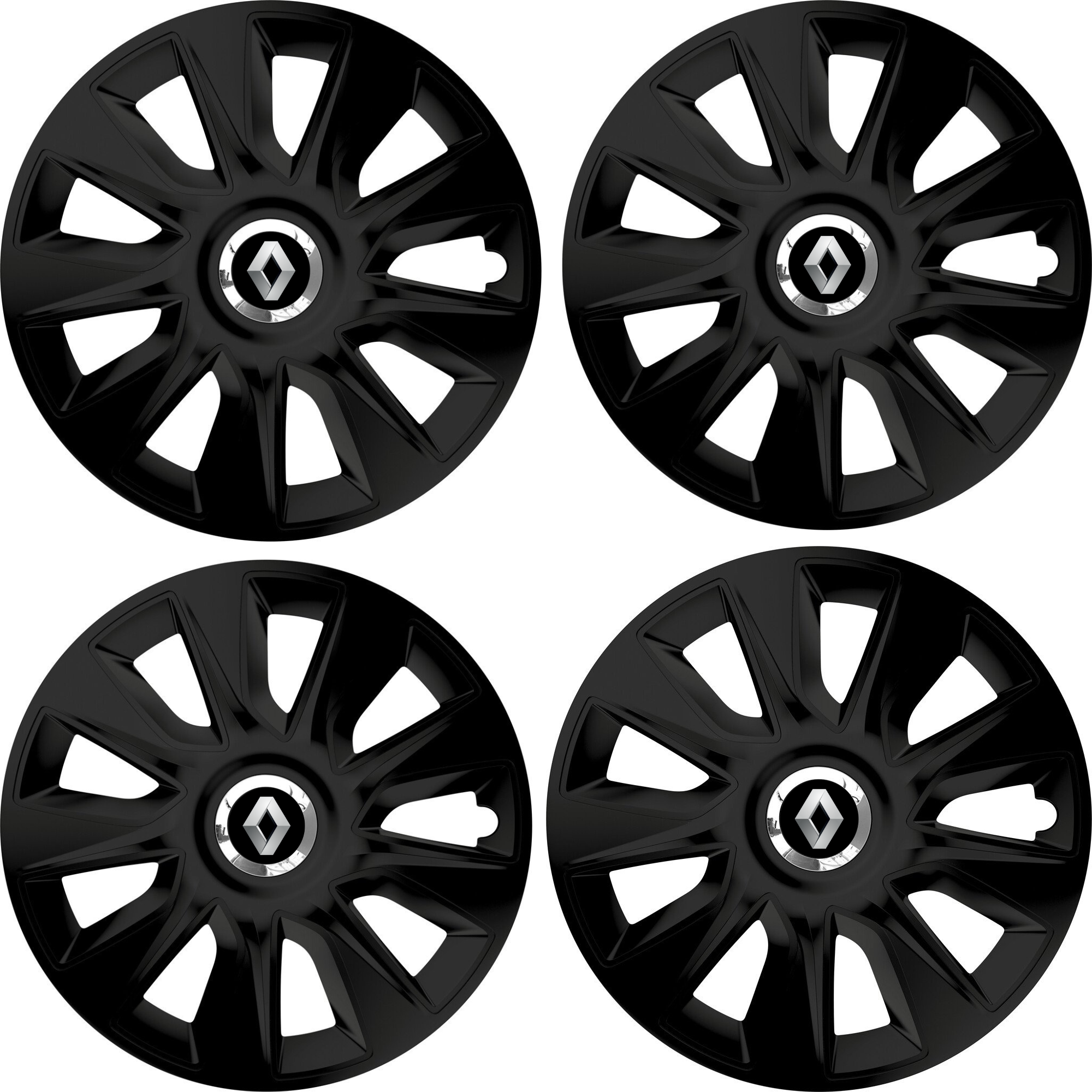 Set 4 Capace Roti 15 inchi (R15) Stratos Negru, Compatibile Cu Renault