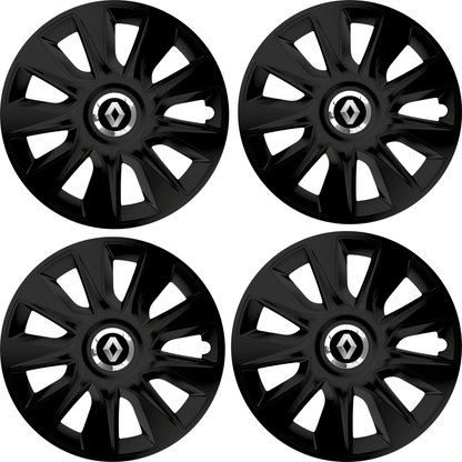 Set 4 Capace Roti 15 inchi (R15) Stratos Negru, Compatibile Cu Renault