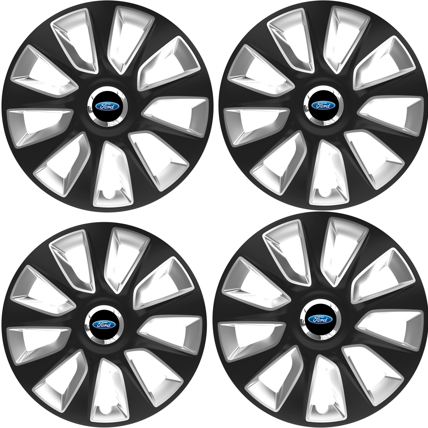 Set 4 Capace Roti 17 inchi (R17) Stratos Gri-Negru, Compatibile Cu Ford
