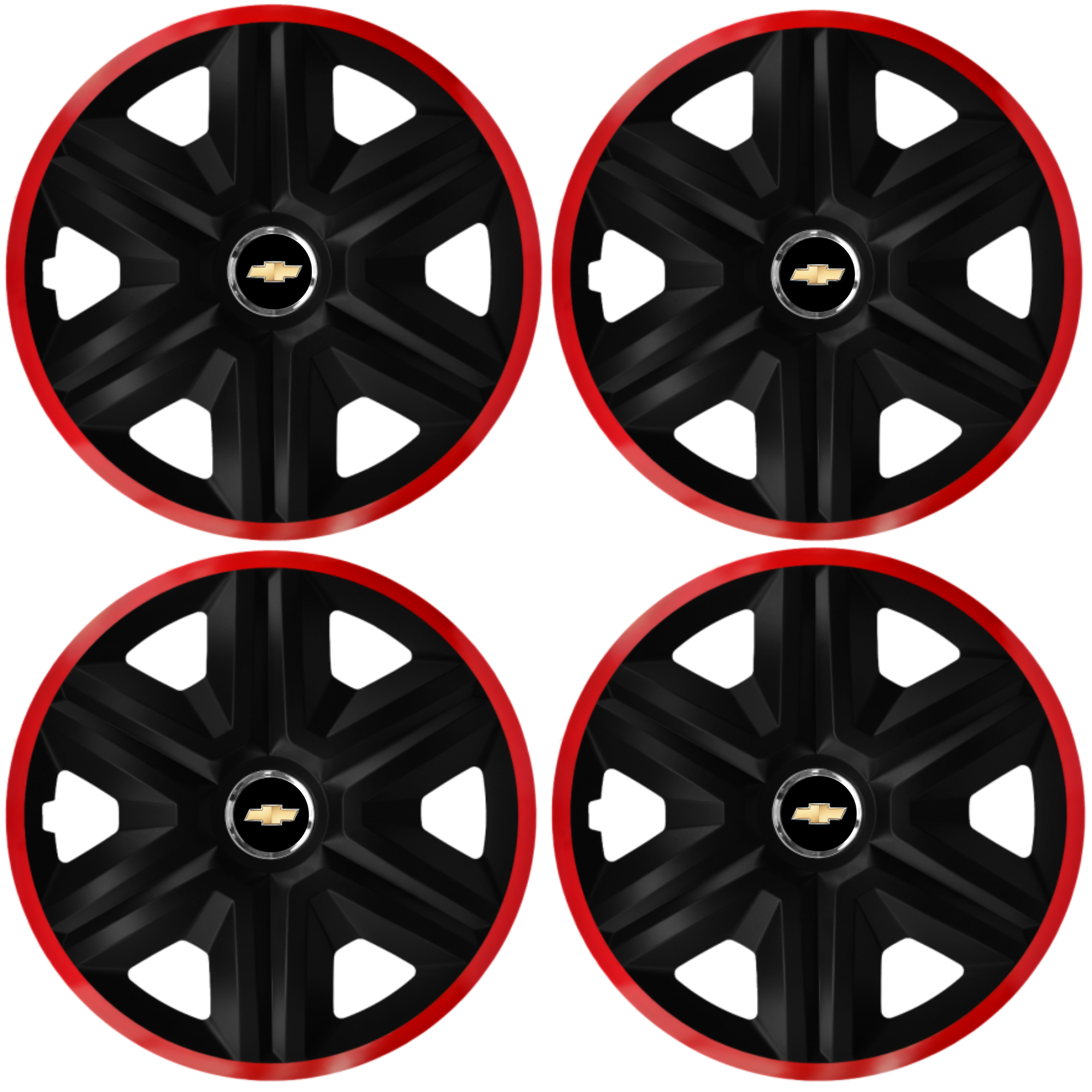 Set 4 Capace Roti pentru Chevrolet, model Fast Black Cu Rama Rosie, R14