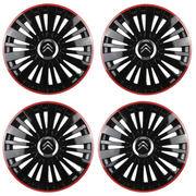 Set 4 Capace Roti pentru Citroen model Falcon Black Cu Rama Rosie R15