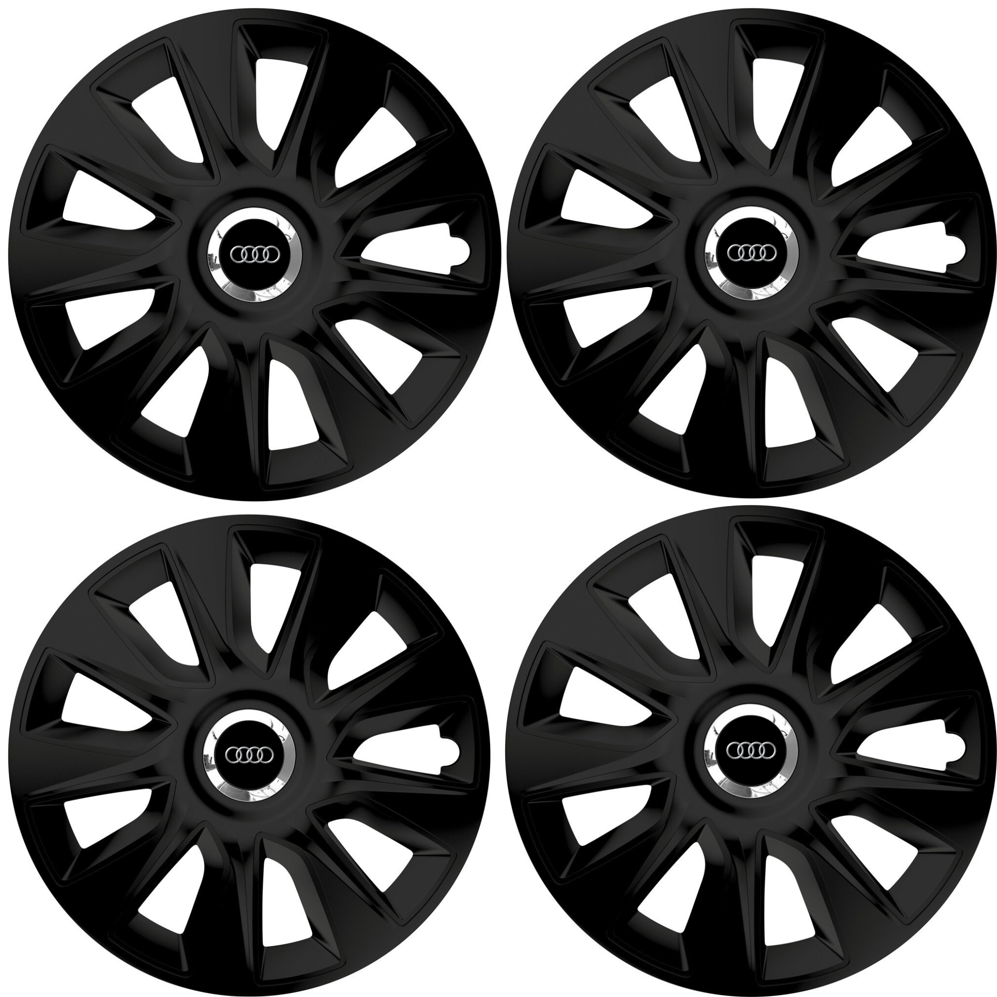 Set 4 Capace Roti 15 inchi (R15) Stratos Negru, Compatibile Cu Audi