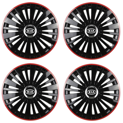 Set 4 Capace Roti pentru Kia model Falcon Black Cu Rama Rosie R14