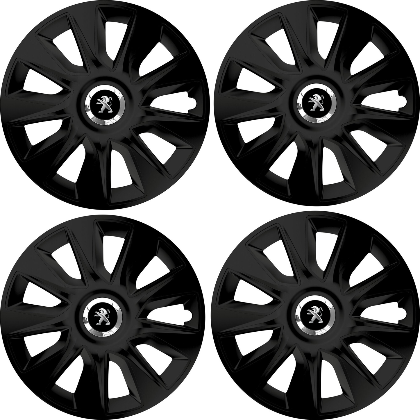 Set 4 Capace Roti 15 inchi (R15) Stratos Negru, Compatibile Cu Peugeot