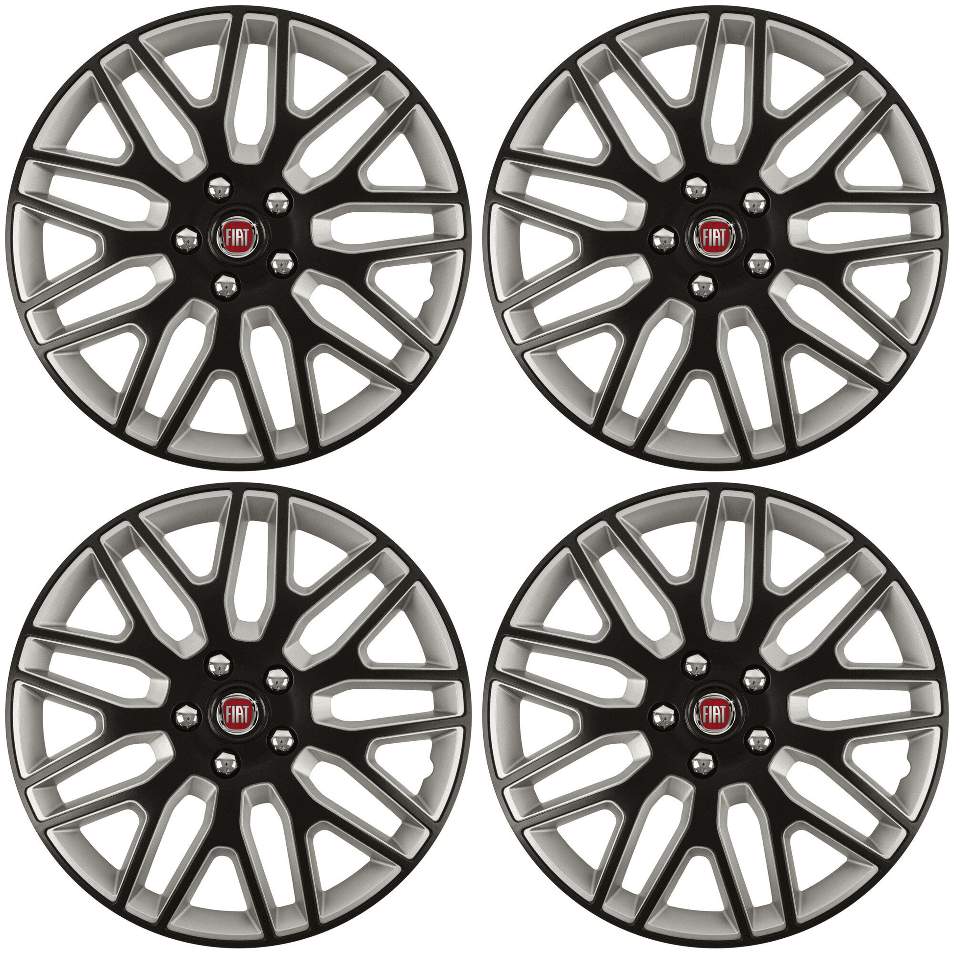 Set 4 Capace Roti 14 inchi (R14) Best Alb-Negru, Compatibile Cu Fiat