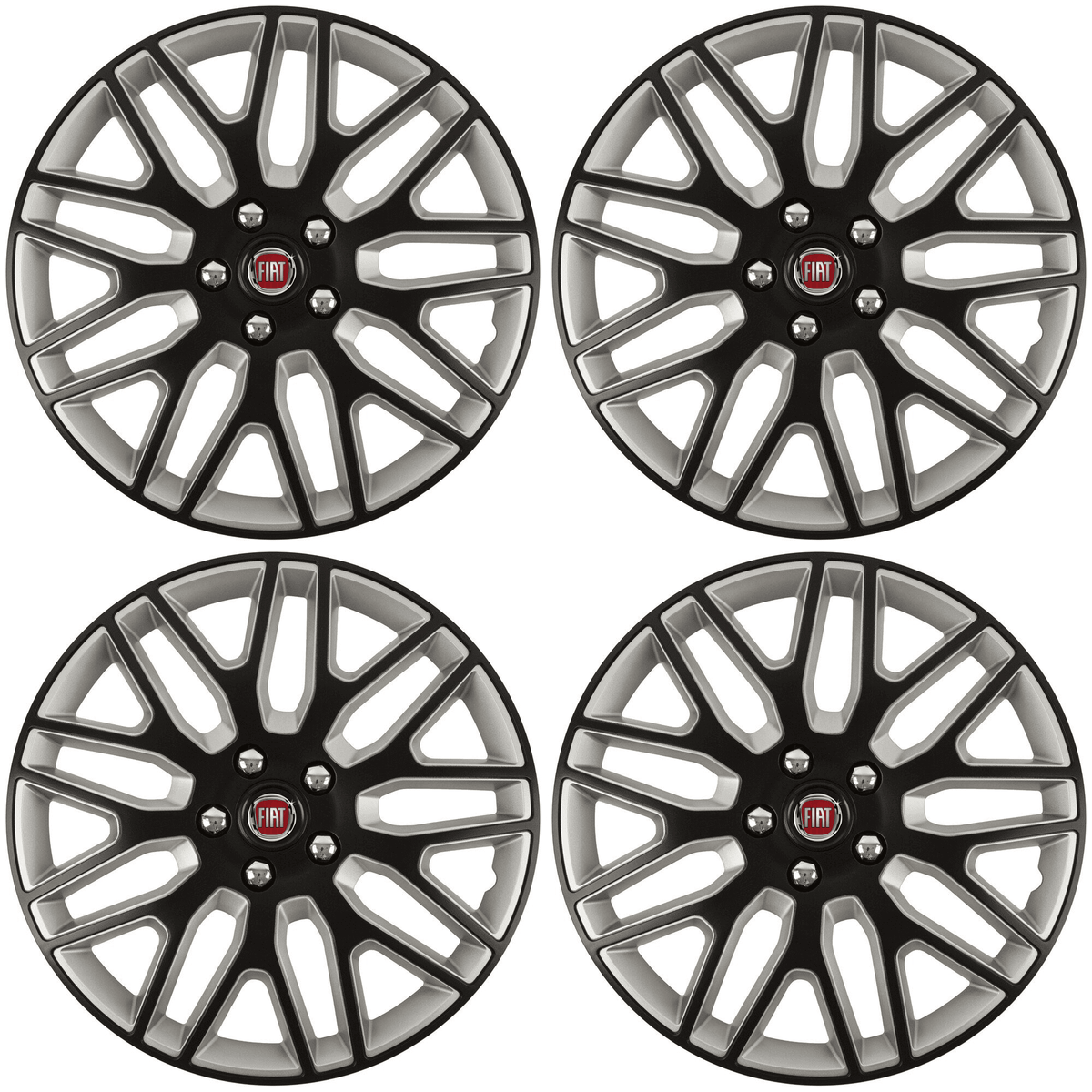 Set 4 Capace Roti 14 inchi (R14) Best Alb-Negru, Compatibile Cu Fiat