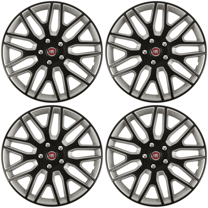 Set 4 Capace Roti 14 inchi (R14) Best Alb-Negru, Compatibile Cu Fiat