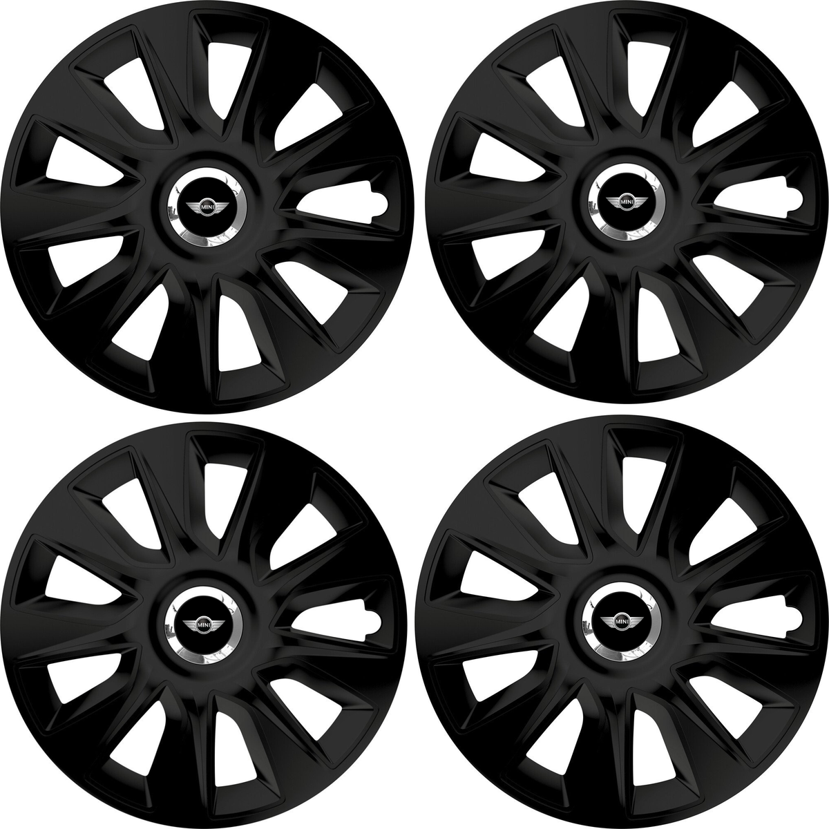 Set 4 Capace Roti 15 inchi (R15) Stratos Negru, Compatibile Cu Mini