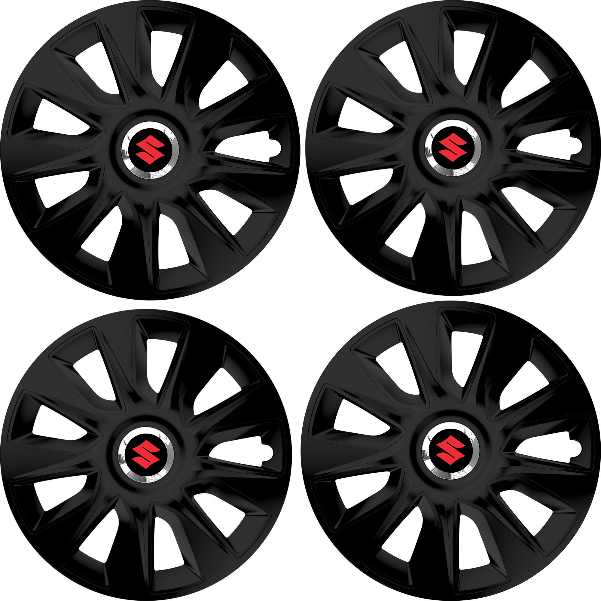 Set 4 Capace Roti 16 inchi (R16) Stratos Negru, Compatibile Cu Suzuki
