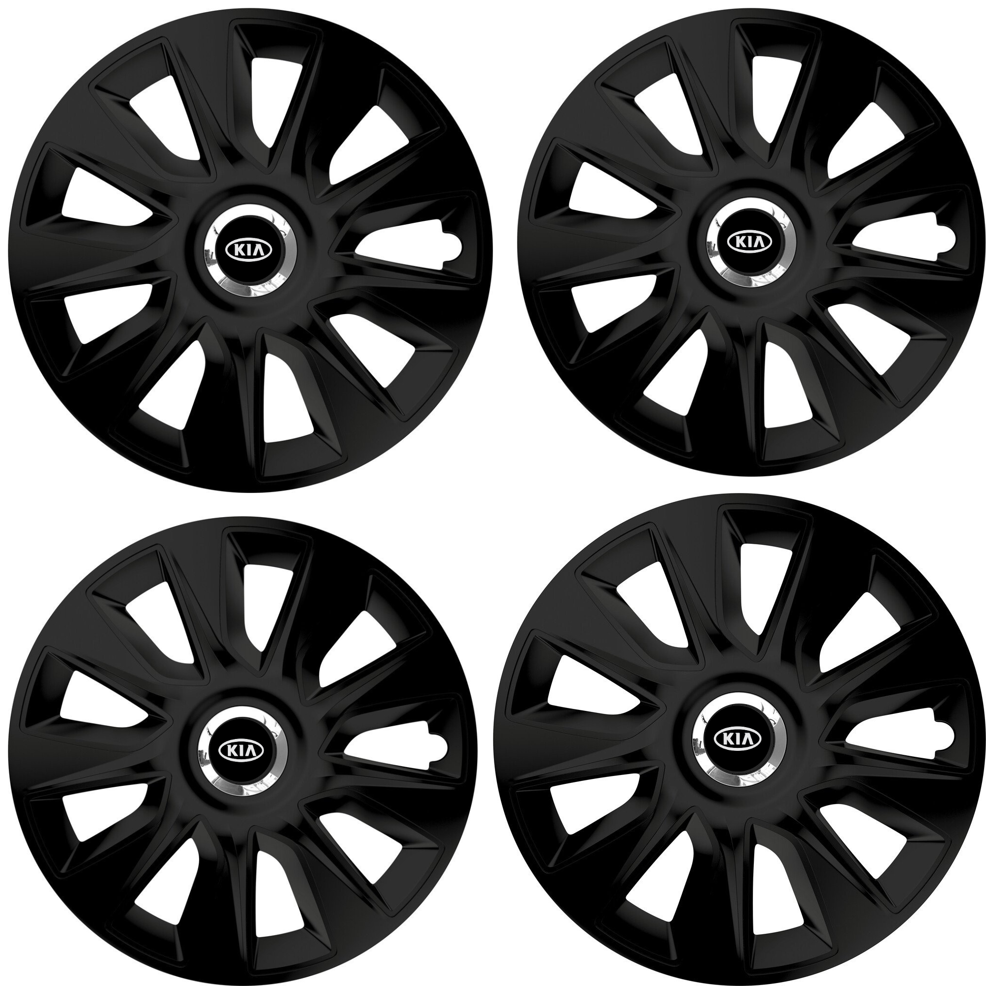 Set 4 Capace Roti 15 inchi (R15) Stratos Negru, Compatibile Cu Kia